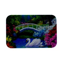 Swan Bird Spring Flowers Trees Lake Pond Landscape Original Aceo Painting Art Open Lid Metal Box (silver)   by Ket1n9