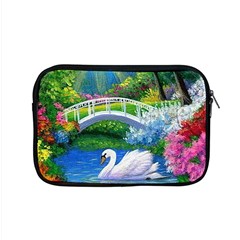 Swan Bird Spring Flowers Trees Lake Pond Landscape Original Aceo Painting Art Apple Macbook Pro 15  Zipper Case by Ket1n9