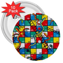 Snakes And Ladders 3  Buttons (10 Pack)  by Ket1n9