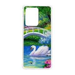 Swan Bird Spring Flowers Trees Lake Pond Landscape Original Aceo Painting Art Samsung Galaxy S20 Ultra 6 9 Inch Tpu Uv Case by Ket1n9