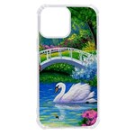 Swan Bird Spring Flowers Trees Lake Pond Landscape Original Aceo Painting Art iPhone 13 Pro Max TPU UV Print Case Front