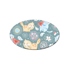 Cute Cat Background Pattern Sticker Oval (10 Pack) by Ket1n9