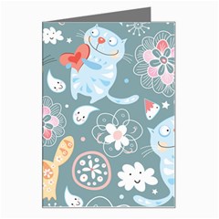 Cute Cat Background Pattern Greeting Card by Ket1n9