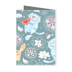 Cute Cat Background Pattern Mini Greeting Cards (pkg Of 8) by Ket1n9