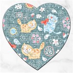 Cute Cat Background Pattern Jigsaw Puzzle (Heart) Front