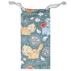 Cute Cat Background Pattern Jewelry Bag by Ket1n9