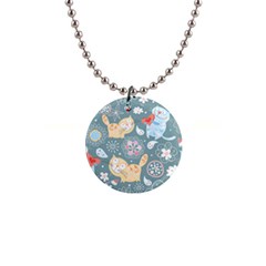 Cute Cat Background Pattern 1  Button Necklace by Ket1n9