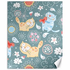 Cute Cat Background Pattern Canvas 16  X 20  by Ket1n9