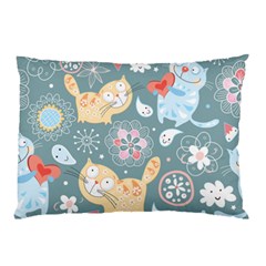 Cute Cat Background Pattern Pillow Case by Ket1n9