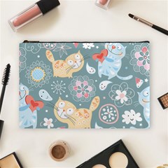 Cute Cat Background Pattern Cosmetic Bag (large) by Ket1n9