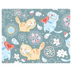 Cute Cat Background Pattern Two Sides Premium Plush Fleece Blanket (Medium) 60 x50  Blanket Front