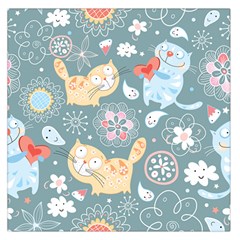 Cute Cat Background Pattern Square Satin Scarf (36  X 36 ) by Ket1n9