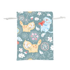 Cute Cat Background Pattern Lightweight Drawstring Pouch (l) by Ket1n9