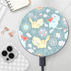 Cute Cat Background Pattern Wireless Fast Charger(white) by Ket1n9