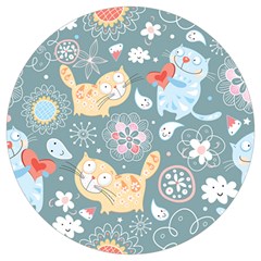 Cute Cat Background Pattern Round Trivet by Ket1n9