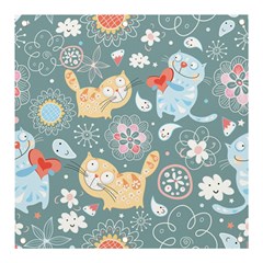 Cute Cat Background Pattern Banner And Sign 3  X 3  by Ket1n9