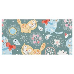 Cute Cat Background Pattern Banner And Sign 4  X 2  by Ket1n9