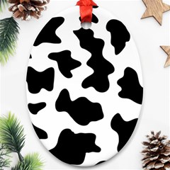 Animal-print-black-and-white-black Oval Ornament (two Sides) by Ket1n9