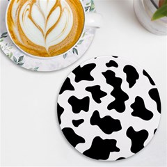 Animal-print-black-and-white-black Uv Print Round Tile Coaster by Ket1n9