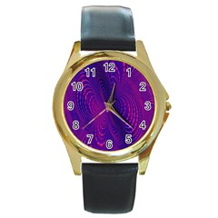 Abstract-fantastic-fractal-gradient Round Gold Metal Watch by Ket1n9