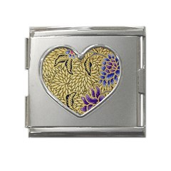 Traditional Art Batik Pattern Mega Link Heart Italian Charm (18mm) by Ket1n9