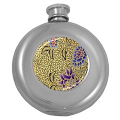 Traditional Art Batik Pattern Round Hip Flask (5 Oz) by Ket1n9