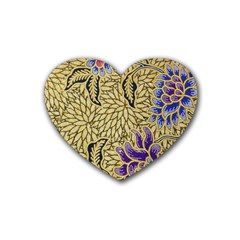 Traditional Art Batik Pattern Rubber Coaster (heart) by Ket1n9