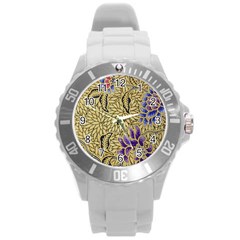 Traditional Art Batik Pattern Round Plastic Sport Watch (l) by Ket1n9