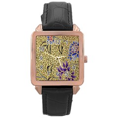 Traditional Art Batik Pattern Rose Gold Leather Watch  by Ket1n9