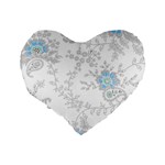 Traditional Art Batik Flower Pattern Standard 16  Premium Flano Heart Shape Cushions Back