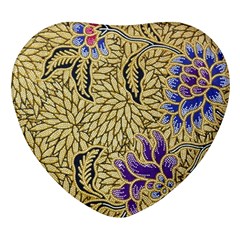 Traditional Art Batik Pattern Heart Glass Fridge Magnet (4 Pack) by Ket1n9