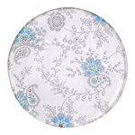 Traditional Art Batik Flower Pattern Round Glass Fridge Magnet (4 pack) Front