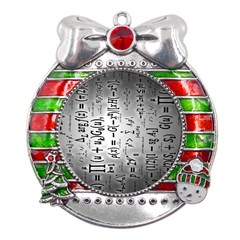 Science Formulas Metal X mas Ribbon With Red Crystal Round Ornament