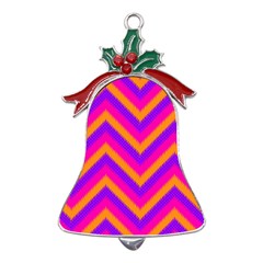 Chevron Metal Holly Leaf Bell Ornament by Ket1n9