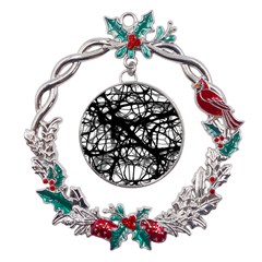 Neurons-brain-cells-brain-structure Metal X mas Wreath Holly Leaf Ornament by Ket1n9