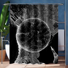 Space-universe-earth-rocket Shower Curtain 60  X 72  (medium)  by Ket1n9