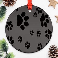 Dog-foodprint Paw Prints Seamless Background And Pattern Ornament (round) by Ket1n9