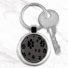 Dog-foodprint Paw Prints Seamless Background And Pattern Key Chain (round) by Ket1n9