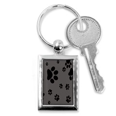 Dog-foodprint Paw Prints Seamless Background And Pattern Key Chain (rectangle) by Ket1n9