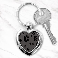 Dog-foodprint Paw Prints Seamless Background And Pattern Key Chain (heart) by Ket1n9