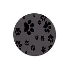 Dog-foodprint Paw Prints Seamless Background And Pattern Rubber Coaster (round) by Ket1n9