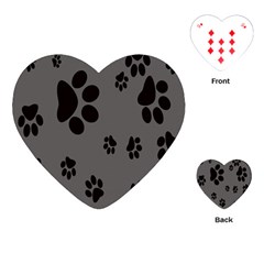 Dog-foodprint Paw Prints Seamless Background And Pattern Playing Cards Single Design (heart) by Ket1n9