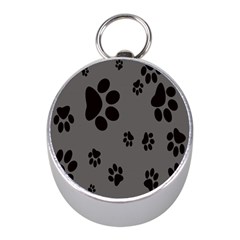 Dog-foodprint Paw Prints Seamless Background And Pattern Mini Silver Compasses by Ket1n9