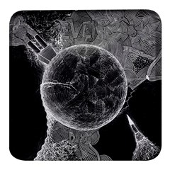 Space-universe-earth-rocket Square Glass Fridge Magnet (4 Pack) by Ket1n9