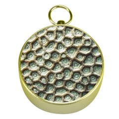 Ocean Pattern Gold Compasses