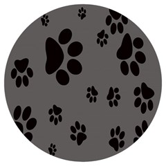 Dog-foodprint Paw Prints Seamless Background And Pattern Round Trivet by Ket1n9