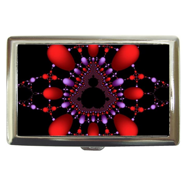 Fractal Red Violet Symmetric Spheres On Black Cigarette Money Case