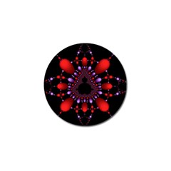 Fractal Red Violet Symmetric Spheres On Black Golf Ball Marker (4 Pack)