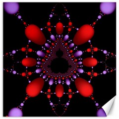 Fractal Red Violet Symmetric Spheres On Black Canvas 16  X 16  by Ket1n9