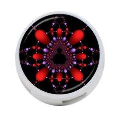 Fractal Red Violet Symmetric Spheres On Black 4-port Usb Hub (one Side) by Ket1n9